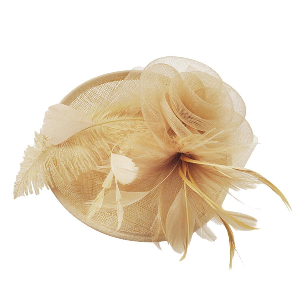 Specielt til dame fest hatte kvinder bryllup fascinator mesh hat bånd fjer fest hat: Kaffe