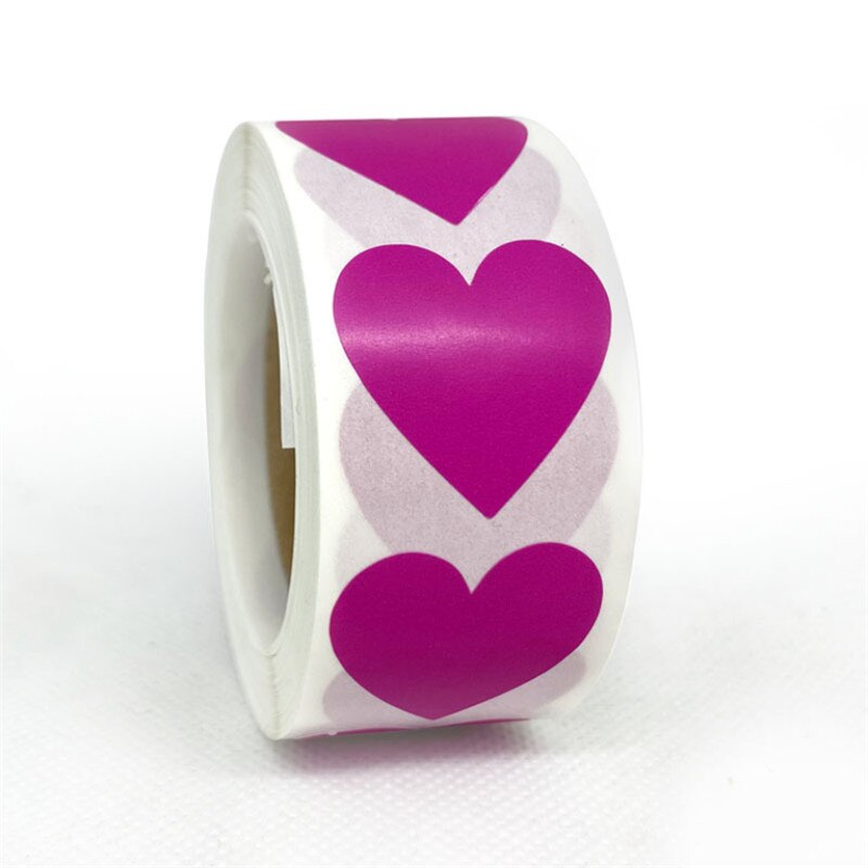 1 pouce coeur noir autocollant scrapbook enveloppe joints étiquettes fournir 500 pièces/rouleau: purple