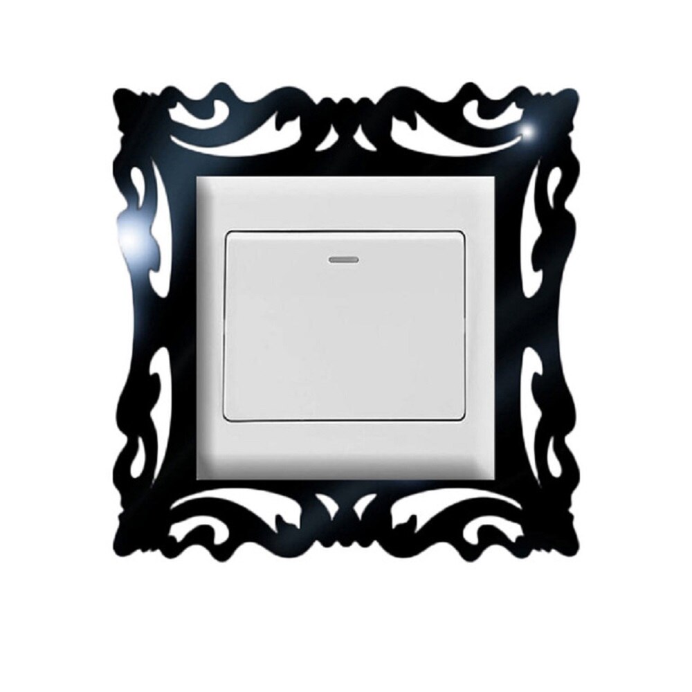 2 pièces bricolage Stickers muraux interrupteur miroir acrylique interrupteur autocollant prise décor autocollant évider interrupteur couverture 15*14.5cm: Black