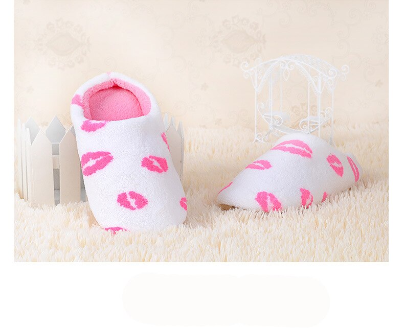 Flip Flop Slippers Koeien Katoen Thuis Slippers Lip Print Slippers Winter Warm Pluche Indoor Mannen Slipper Warme Zachte Bodem Schoenen