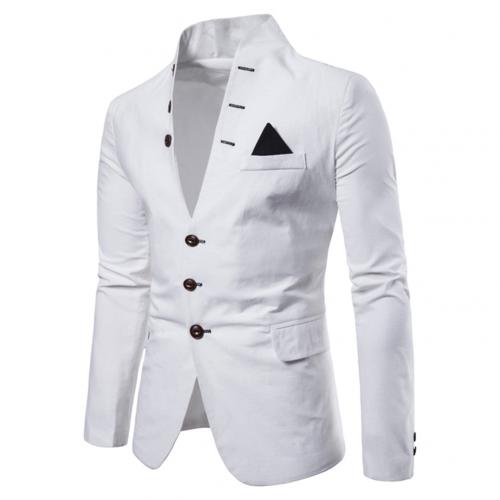 Hommes sl-im convient Social Blazer printemps automne solide robe de mariée veste hommes décontractée affaires mâle costume veste Blazer doux: WHITE / M