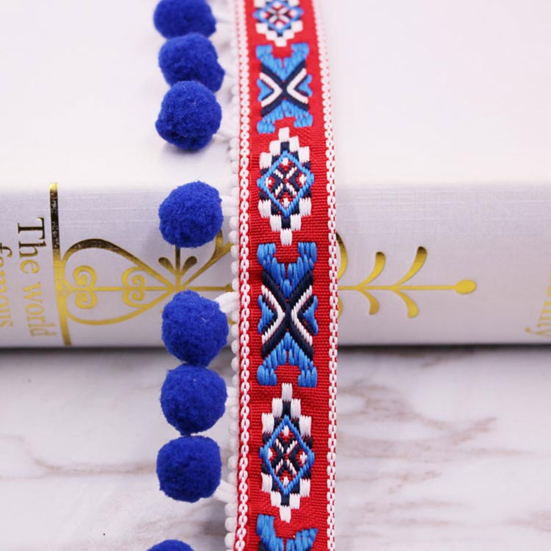Pompón con flecos para decoración de cortinas, borlas de tela, adornos de encaje con flecos, accesorios de costura DIY, 1 yardas/lote