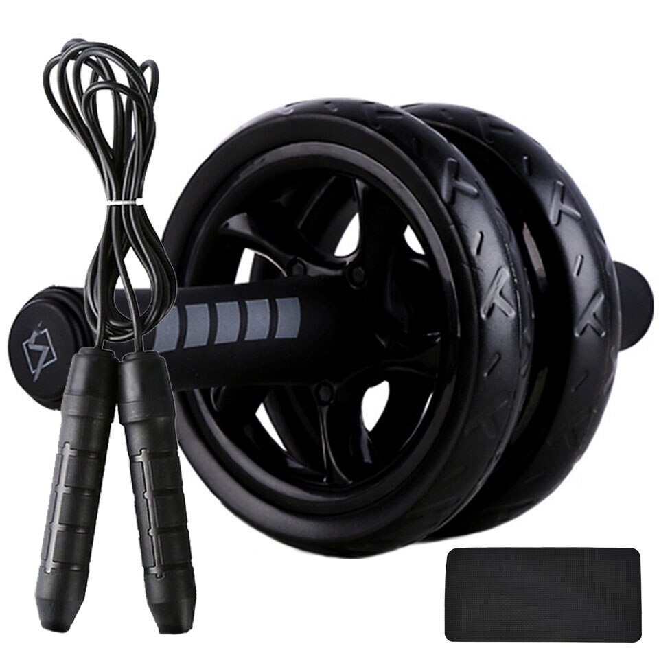 Abs Keep Fitness Wheels No Noise Abdominal Wheel Ab Roller with Mat for Exercise Muscle Hip Trainer Equipment: Black with rope