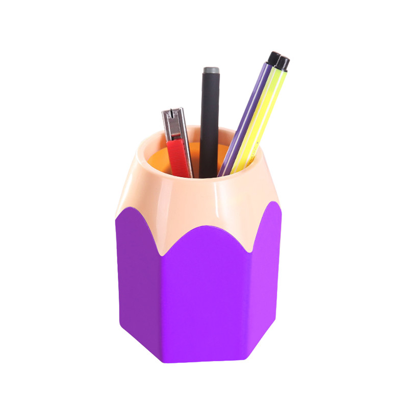 Mini Pen Holder Pencil Holder Stationery Storage Office Supplies Desk Accessories Cup Makeup Brush Pot Desk Organizer: Purple 