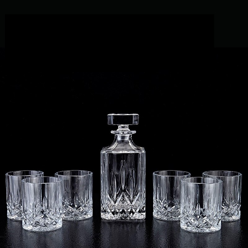 Luxury Lead Free Square Glass Wine Bottle Whiskey Decanter Alcohol Container decanter set