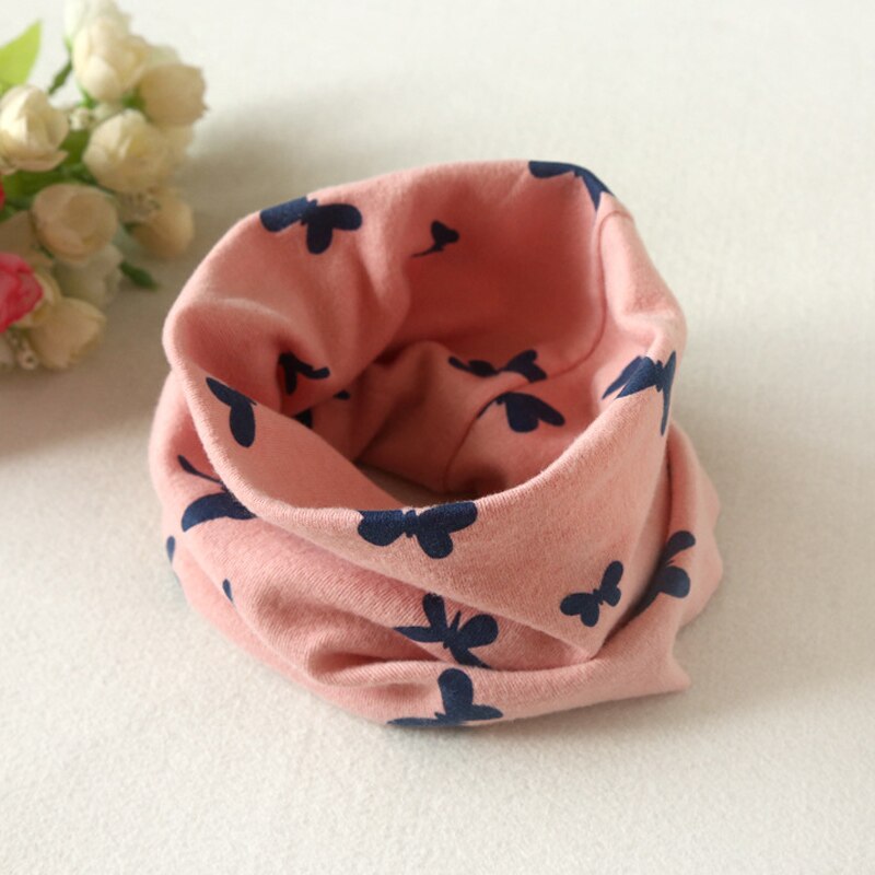 Baby Cotton Scarf Children&#39;s Autumn Winter Boys Girls Collar Neckerchief Butterfly O-Ring Round Neck Scarves: pink