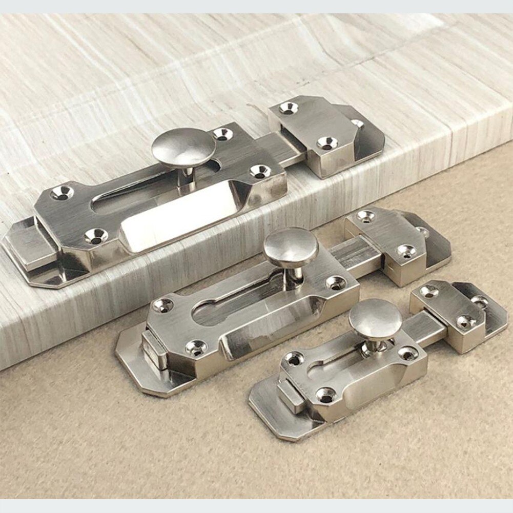 3/4/5inch Door Window Latch Brushed Nickel Door Lock Slide Bolt Latch For Bathrooms Toilets &amp; More Safety Protection Door Lock