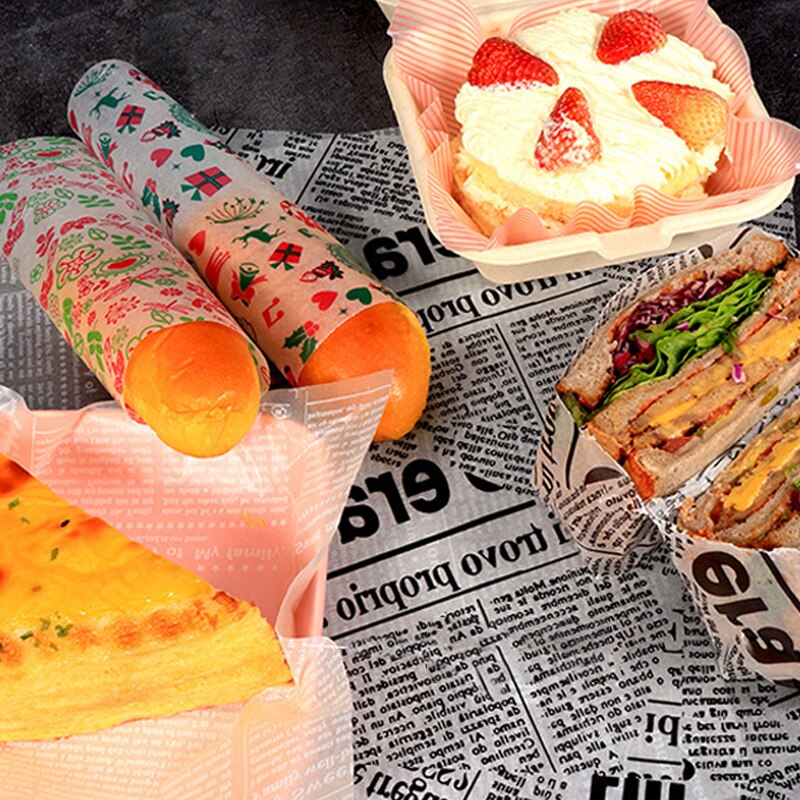 10/20/pcs Disposable Greaseproof Paper Suitable for Bread Box, Fast Food Box, Cake Box, Food Package Decoration Kitchen Supplies
