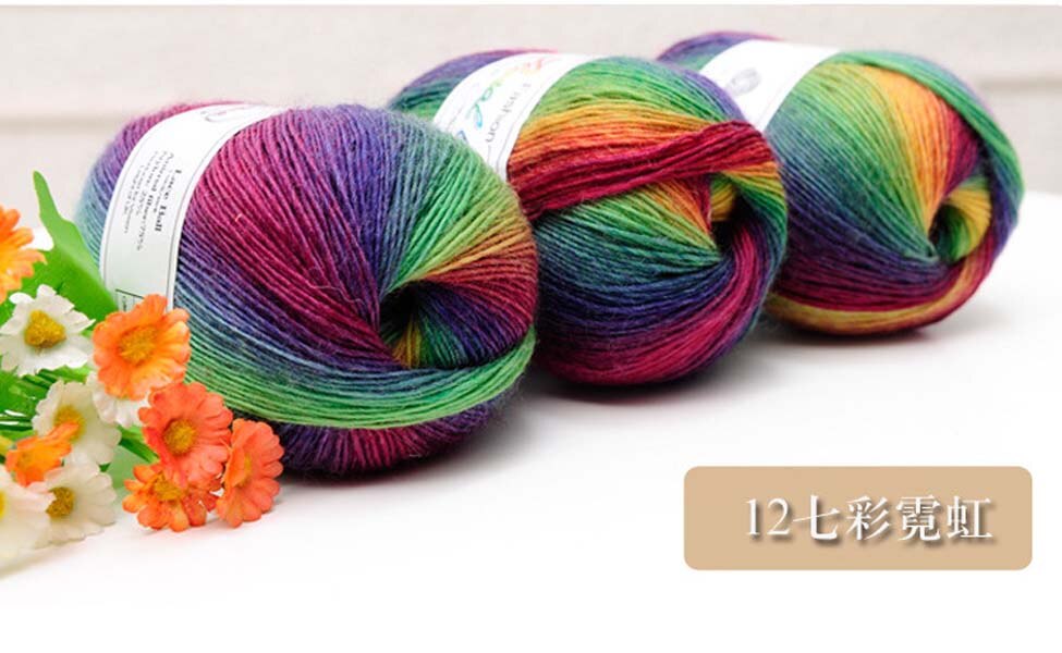 Regnbue 100g bolde garn baby strikning super blød uld tråd chunky strikket håndværk bulky hånd sweater hæklet: 12