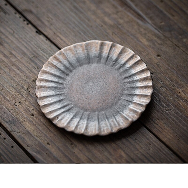 Chanshova chinese retro-stijl handgemaakte aardewerk kleine theekop schotel onderzetter theeservies accessoires theeservies china keramiek  h454: 3