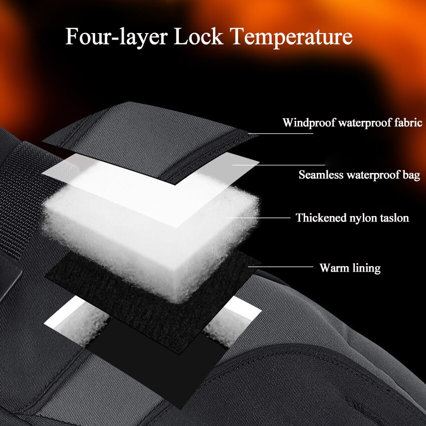 Winter dikke heren handschoenen vierlaags ski warme handschoenen duurzaam waterdicht winddicht antislip fluwelen handschoenen voor heren ritsvak