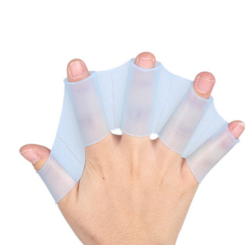 1 par silikone hånd padle svømmere svømning svømmehals handsker dykker til voksne voksne: Blå / S