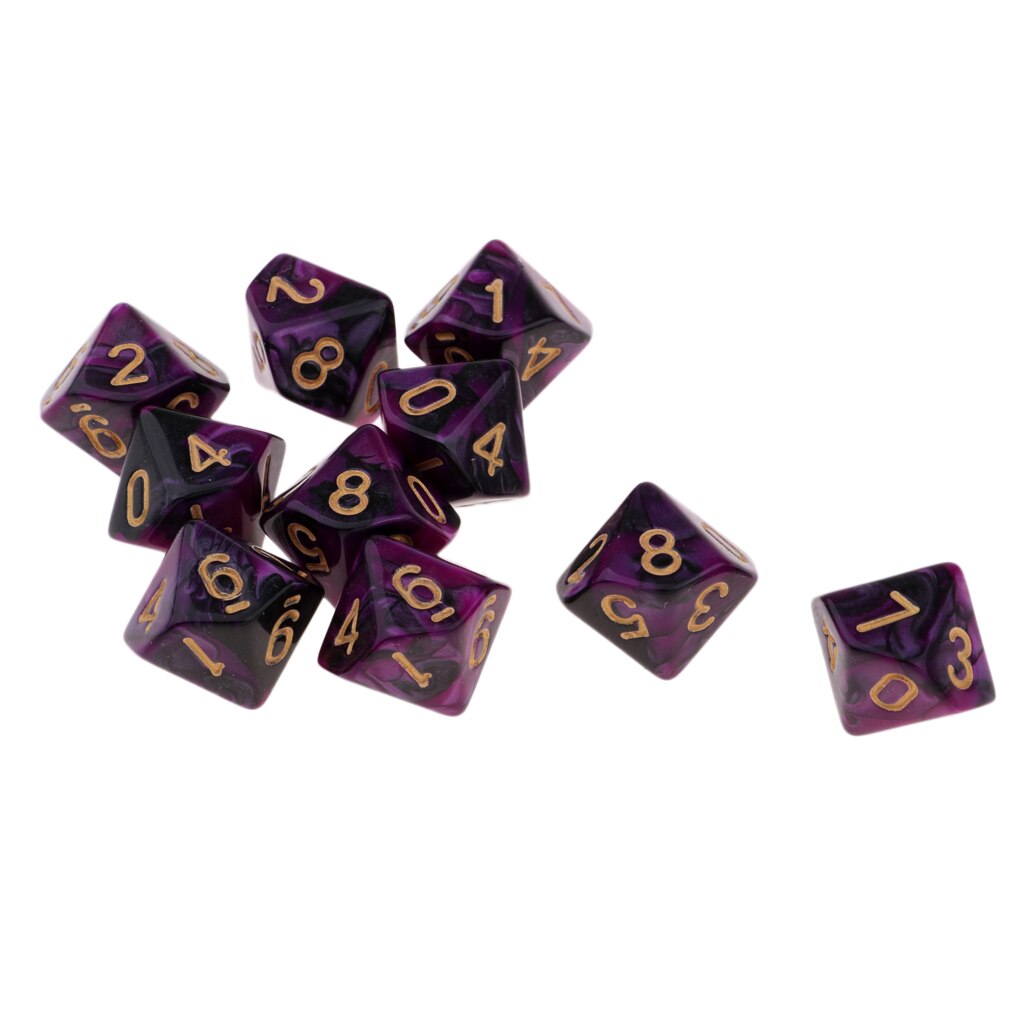 Dés anciens à 10 faces D10 de 16mm pour donjons D &amp; D, jeux de société RPG et fourniture de maths, 10 pièces