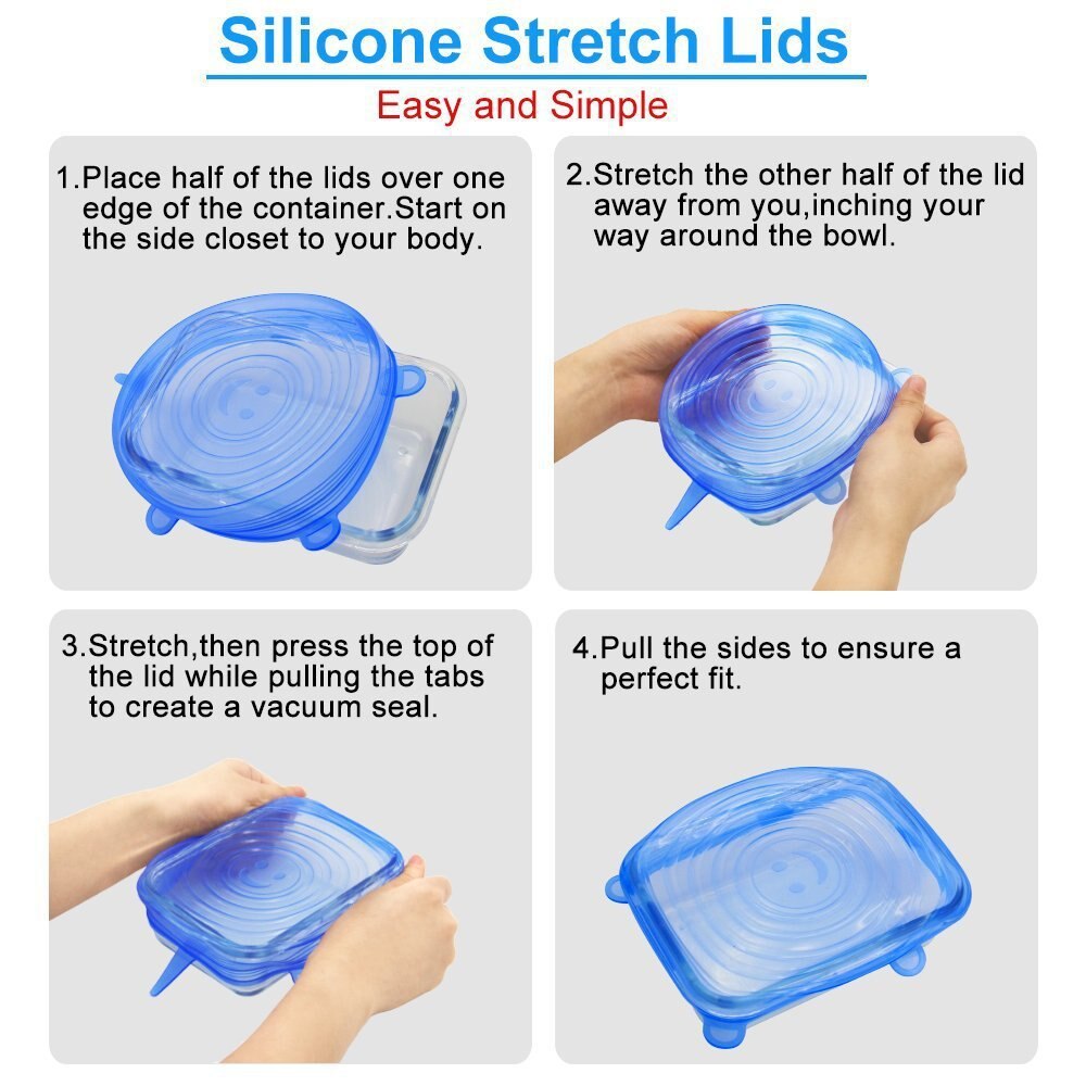 Set de couvercles réutilisables universels pour nourriture, 12 pièces, protection alimentaire en Silicone extensible, capuchon magique pour aliments, pour la nourriture