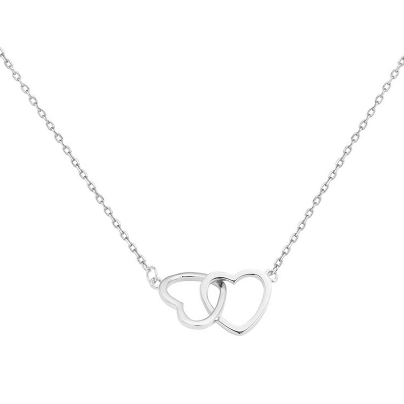 Love Double Heart-shaped Connected Hollow Pendant Necklace Light Luxury Female Clavicle Chain: SV