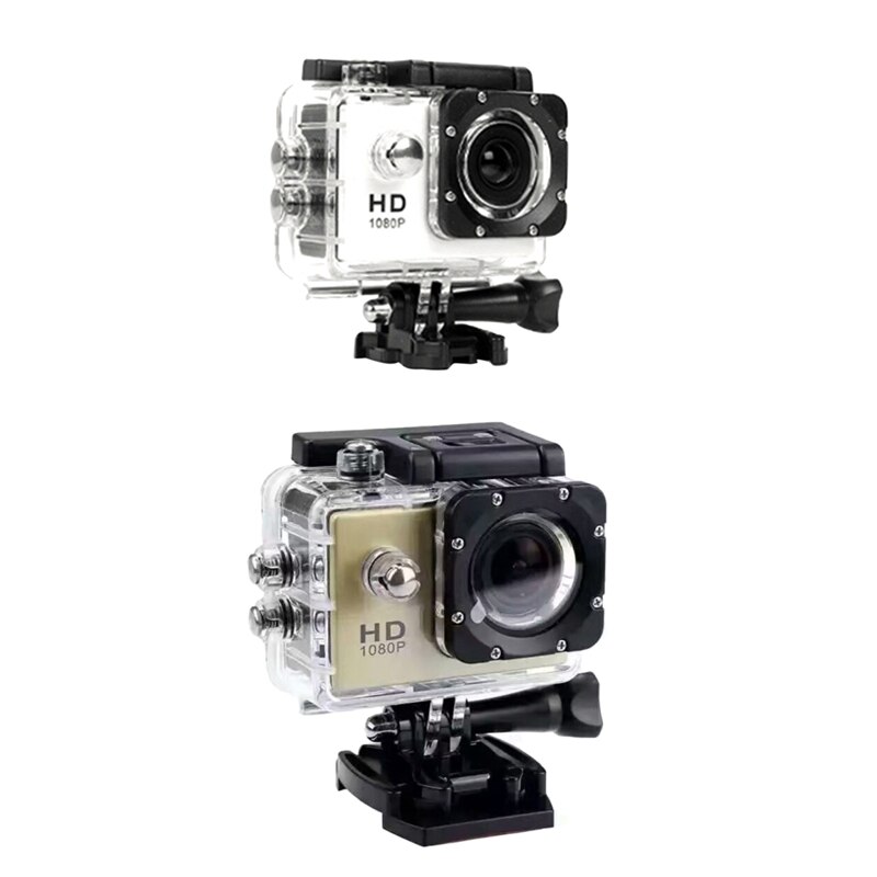 2Set 480P Motorcycle Dash Sports Action Video Camera Motorcycle Dvr Full Hd 30M Waterproof,Gold & White: Default Title