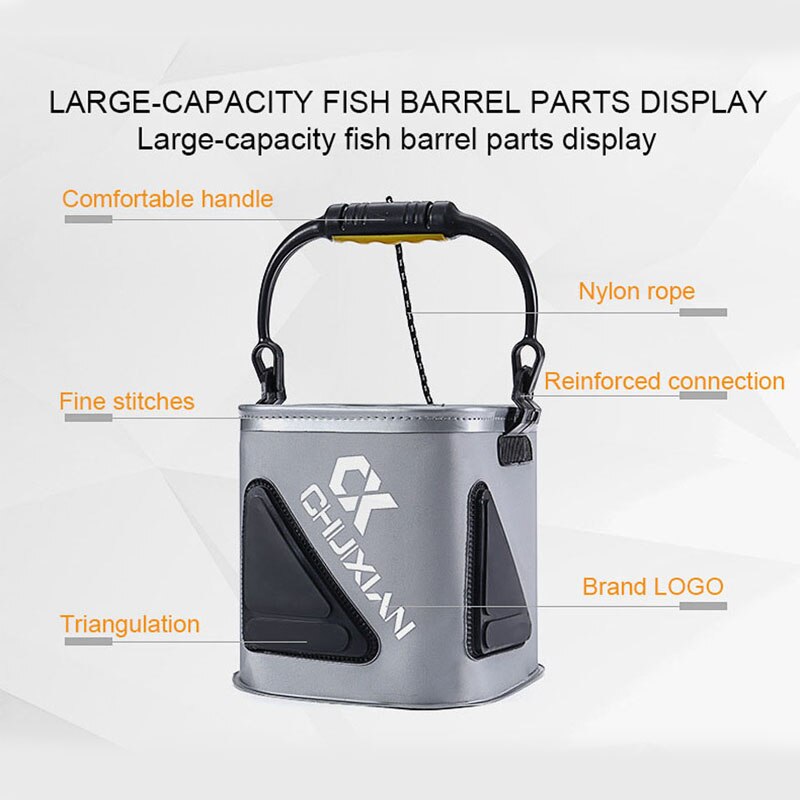 EVA Collapsible Fishing Bait Bucket Portable Multi-Functional Fish Live Lures Bucket zipper fish bucket outdoor folding box /bag