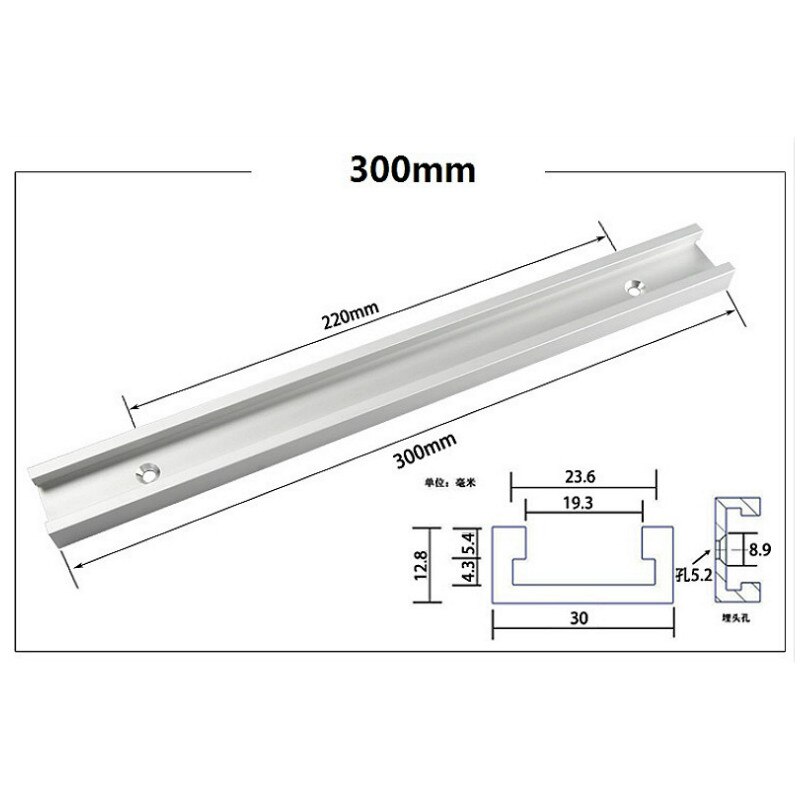 Rail d'onglet et barre d'onglet, alliage d'aluminium, t-pistes, Table à glissière, scie d'onglet, barre, outils de travail de menuiserie, à monter, à monter: 1Pc 300mm T-track