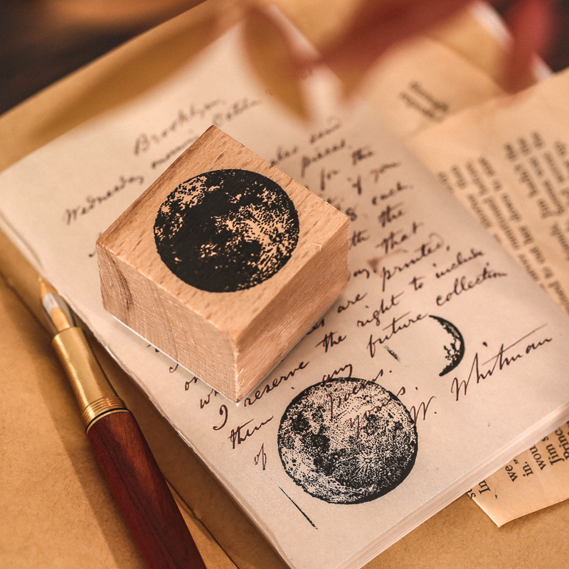 Sellos de goma para decoración de plantas y Luna, juego de sellos de goma montados en madera para álbum de recortes, papelería, manualidades DIY, estándar, 7 Uds.