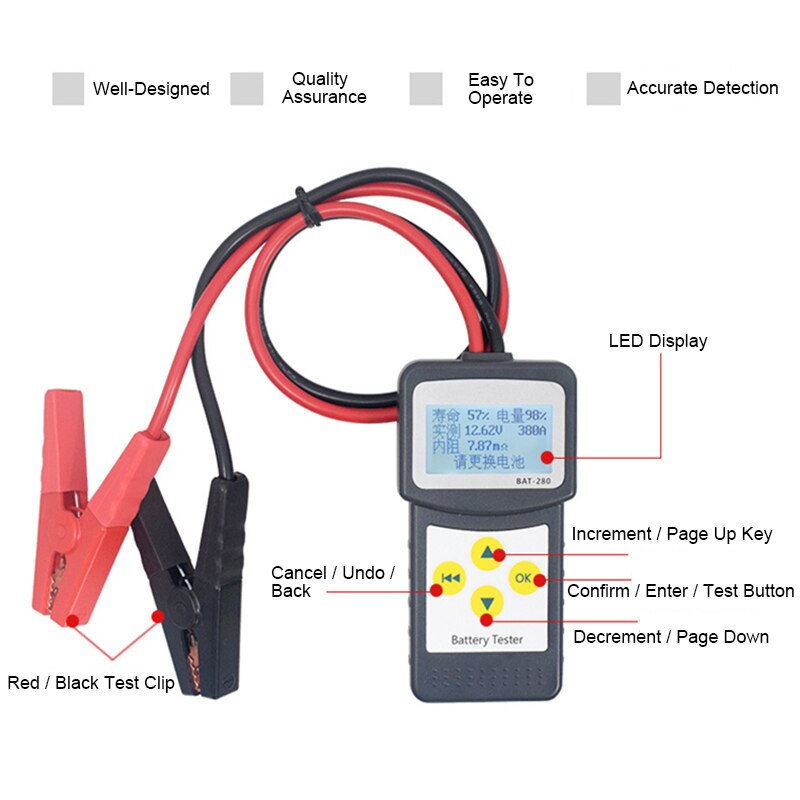 Digital Car Battery Tester 12V Micro 200 CCA 100-2000 Car Diagnostic Tool Automotive Battery System Analyzer USB Printing