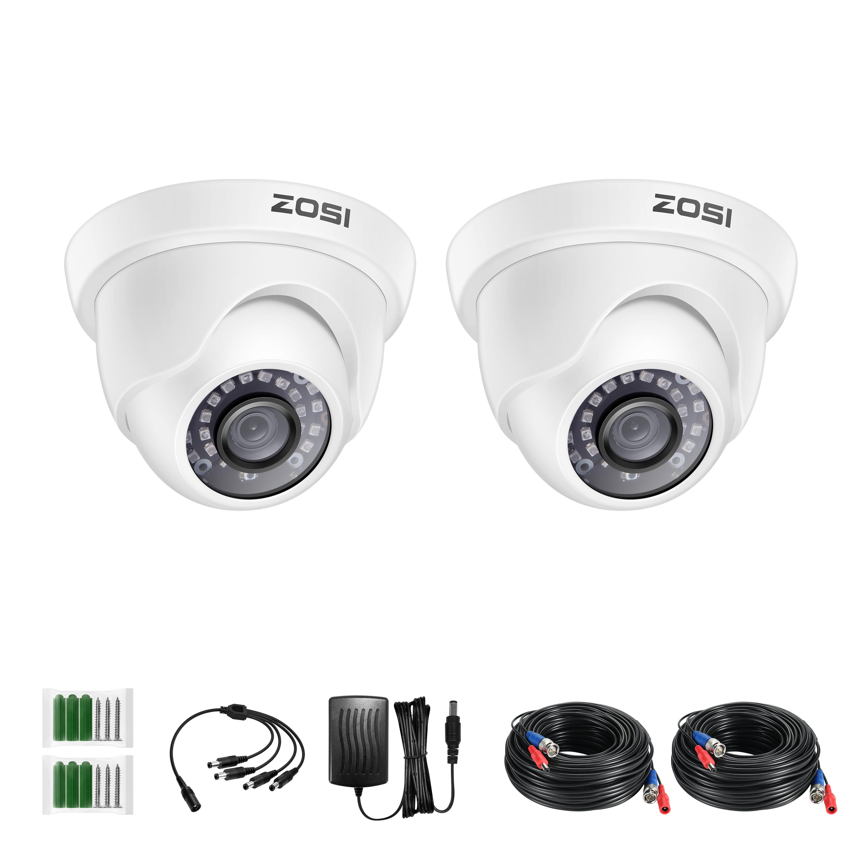 ZOSI 2pcs/lot 1080P HD-TVI 2.0MP CCTV Dome Camera Home Security System Waterproof for 1080P HD-TVI DVR Systems