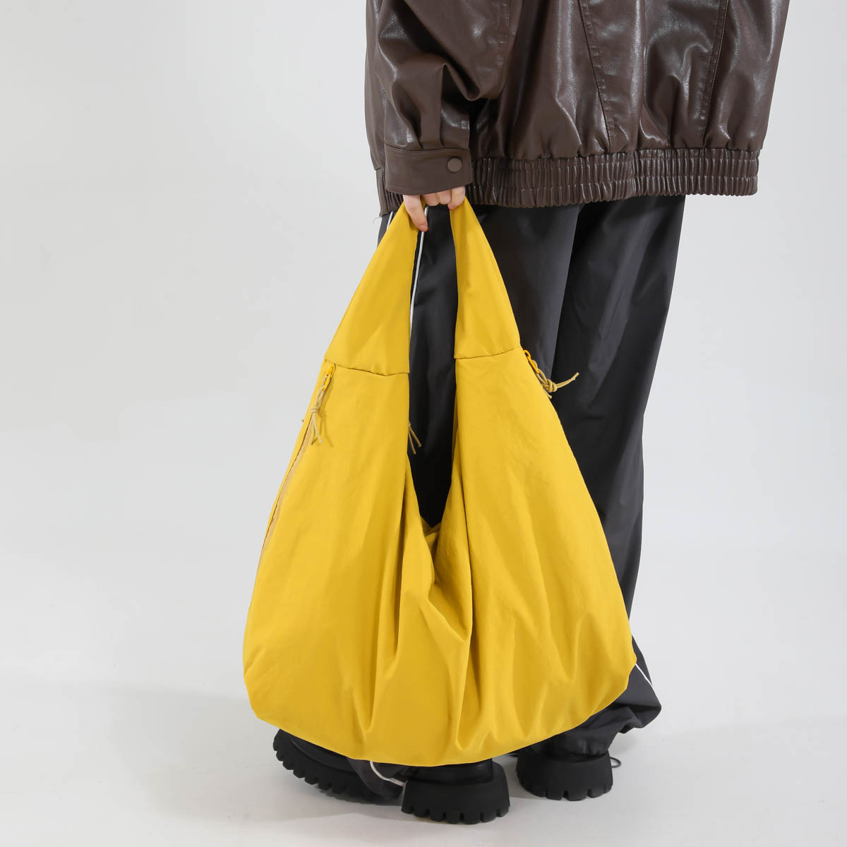 Bolso de compras grande de tela suave de color sólido, bolso de gran capacidad para viajes diarios, bolso grande de hombro