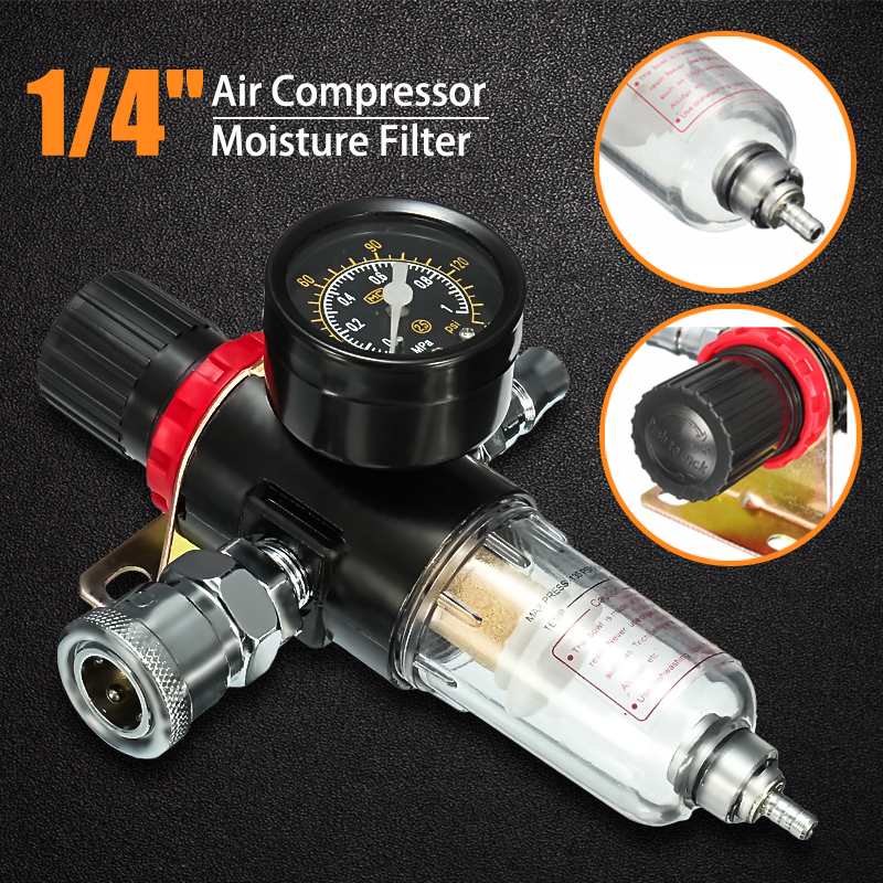 1/4 Luchtcompressor Met Fittings Joint Gratis Combinatie AFR2000 Luchtdruk Regulator Waterafscheider Trap Filter Airbrush
