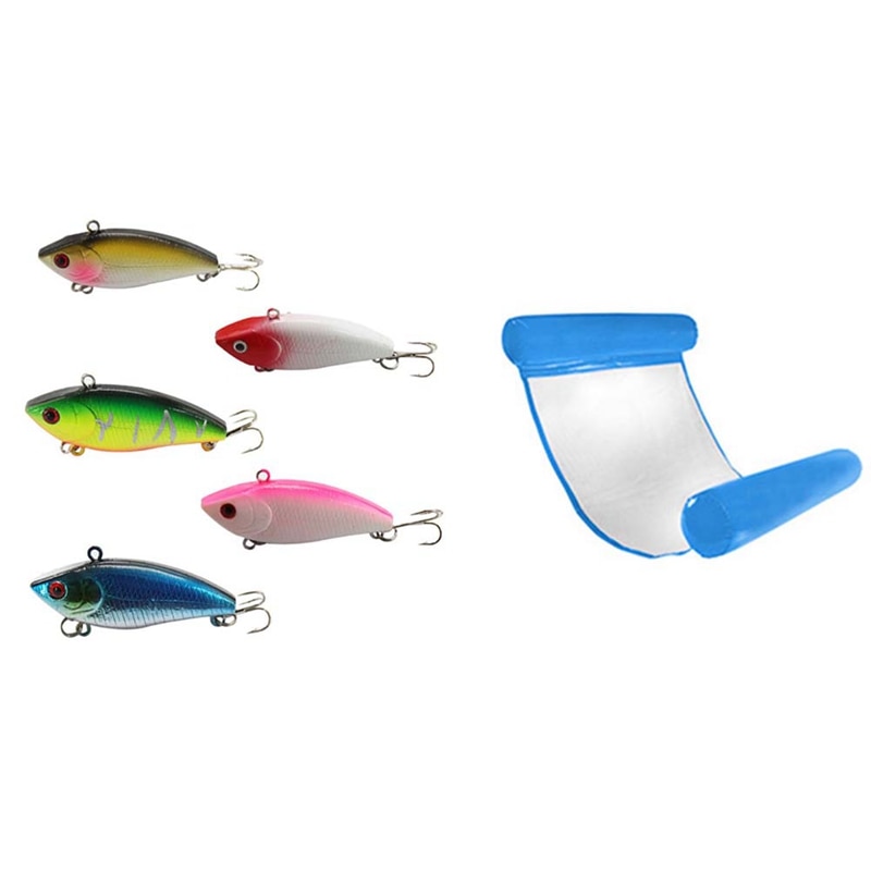 1x piscina de verano de agua hamaca flotante y silla 5 uds Señuelos de Pesca cebo duro Artificial Wobblers de plástico
