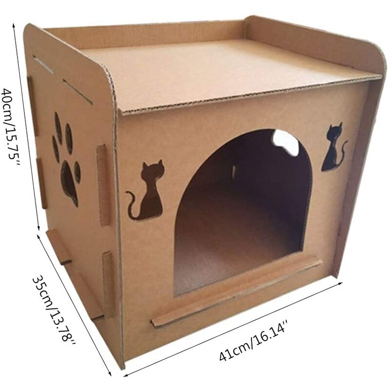 Casa de gato gatito en forma de casa nido cartón corrugado cama gato cosquillas