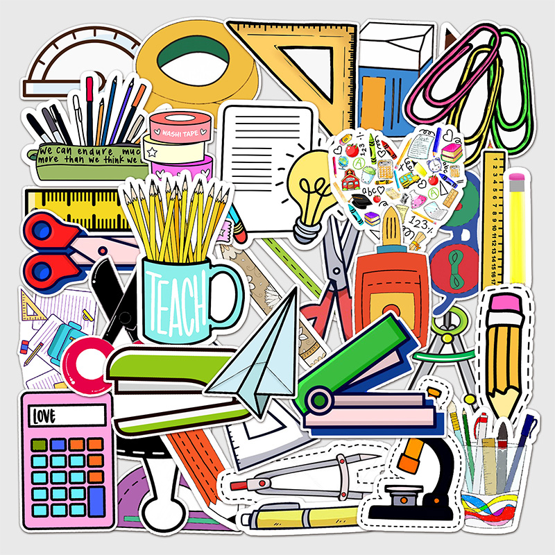 Autocollants pour téléphones portables, boîte de voyage, voiture, fruits, légumes, animaux, dessin animé mignon, DIY bricolage, paquet d'autocollants créatifs, décoration de la maison: Stationery B-50pcs