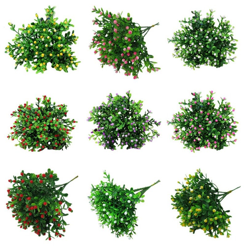 Green Artificial Flower Simulation Milan Small Bouquet Plastic Plant Flowers For Wedding Home Office Party Decoration Art