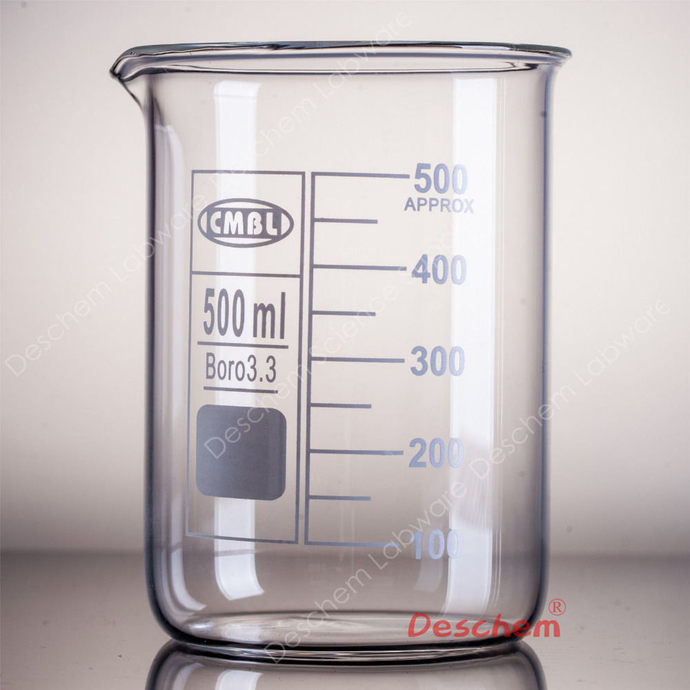 500ml,Glass Beaker Low Form Chemistry Lab Glassware