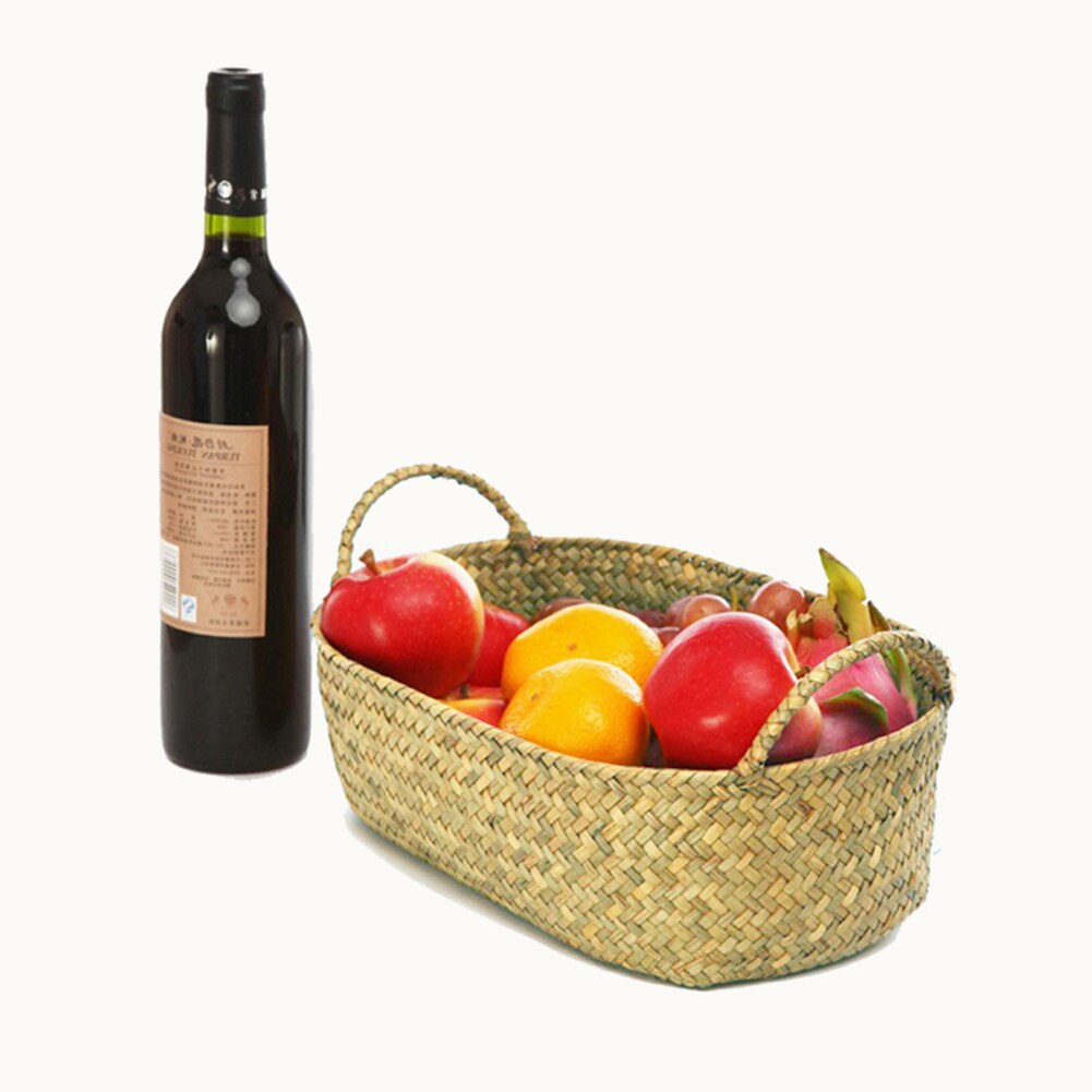 Handgemaakte Diy Stro Bloempot Mand Fruit Diversen Organizer Rotan Plant Doos