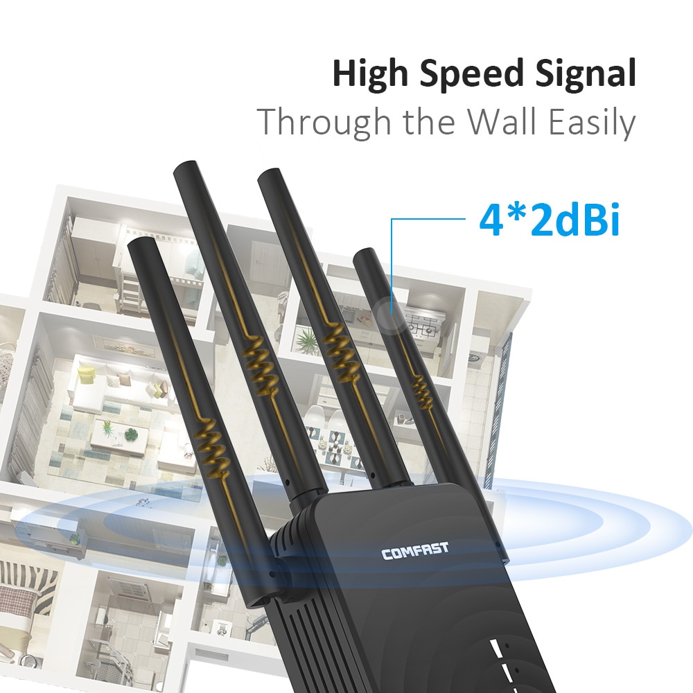 Home Wifi Repeater High Speed 300Mbps /1200Mbps Wireless Range Extender Amplifier 2.4G&5Ghz Wi fi Booster 2*3dbi Antenna