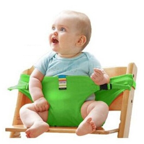 Baby bærbar sæde børnestol rejse foldbar vaskbar spædbarn spisning høj spisebetræk sæde sikkerhedssele fodring høj stol baby: Grøn