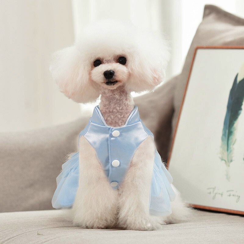 Satin Pet Clothes Princess Wedding Dog Dress for Small Dogs Summer Yorkshire Costume Tutu Skirt for Cat 10A