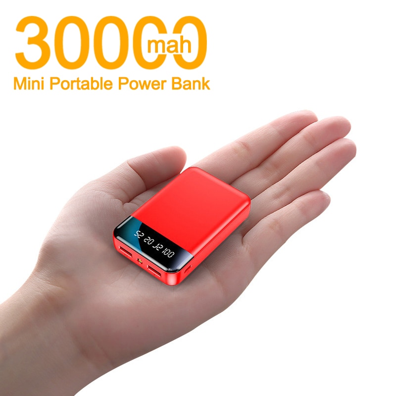 30000mAh Mini Energie Bank Tragbare Telefon Ladegerät draussen Reise Energie LED Beleuchtung LCD Digital Anzeige Externe Batterie Pack