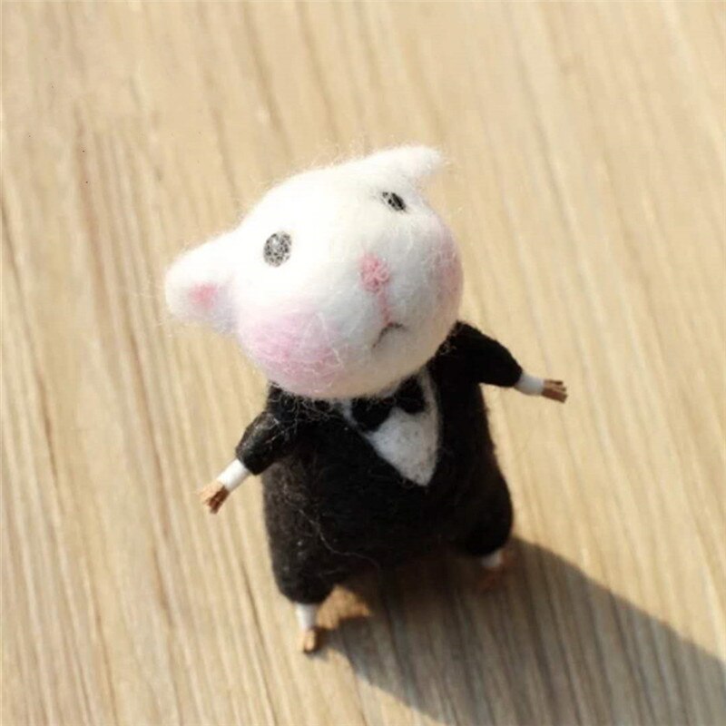 DIY pequeño ratón de lana, manualidad de fieltro sin terminar, Kit de herramientas para manualidades, Material de aguja, hecho a mano