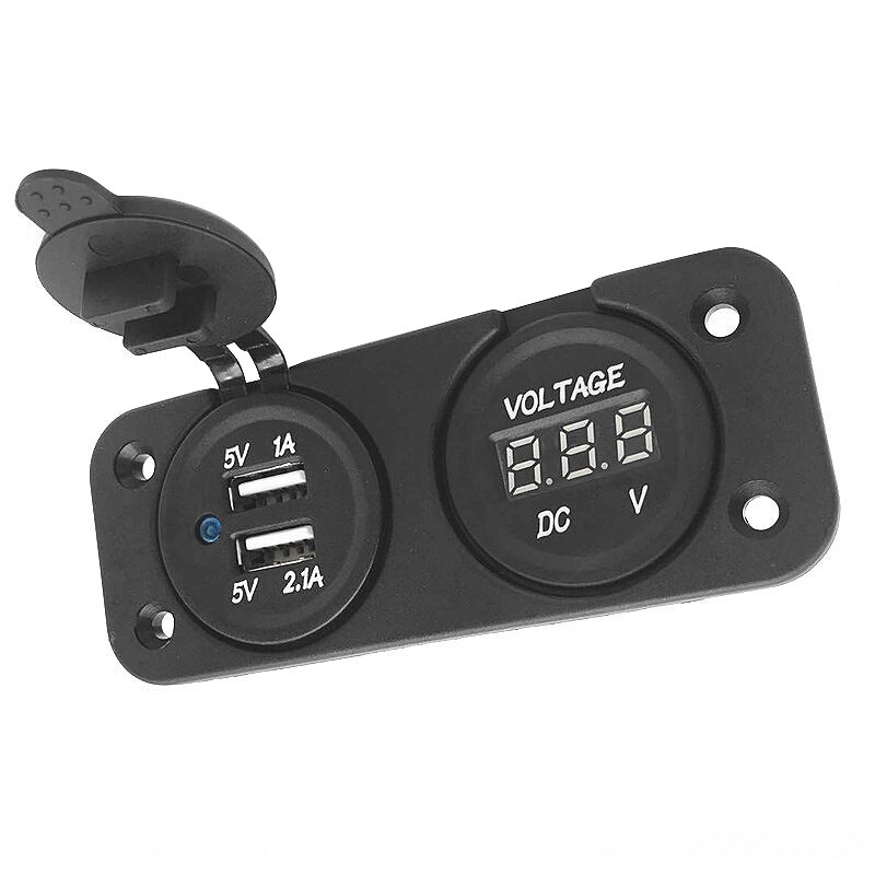 12v/24v auton veneen kaksois-usb-laturin pistorasia jännite led volttimittari meripaneelin auton modifikaatio