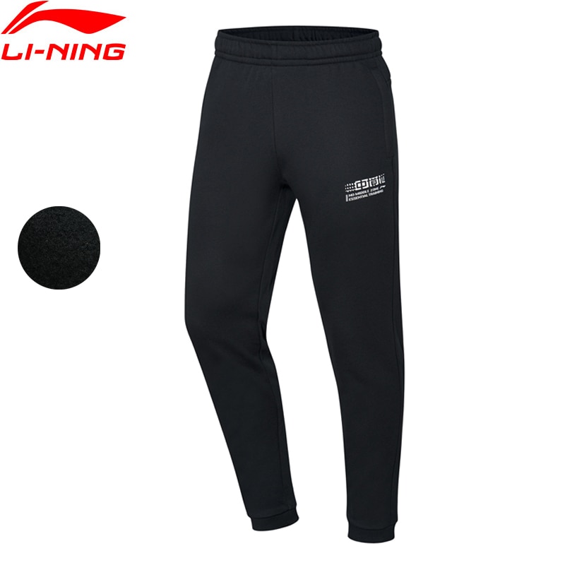 Li-Ning Uomini Formazione di Sudore Dei Pantaloni CALDI di Inverno IN Pile Regular Fit 64% Poliestere 36% Fodera In Cotone Pantaloni per lo Sport AKLP677 COND19