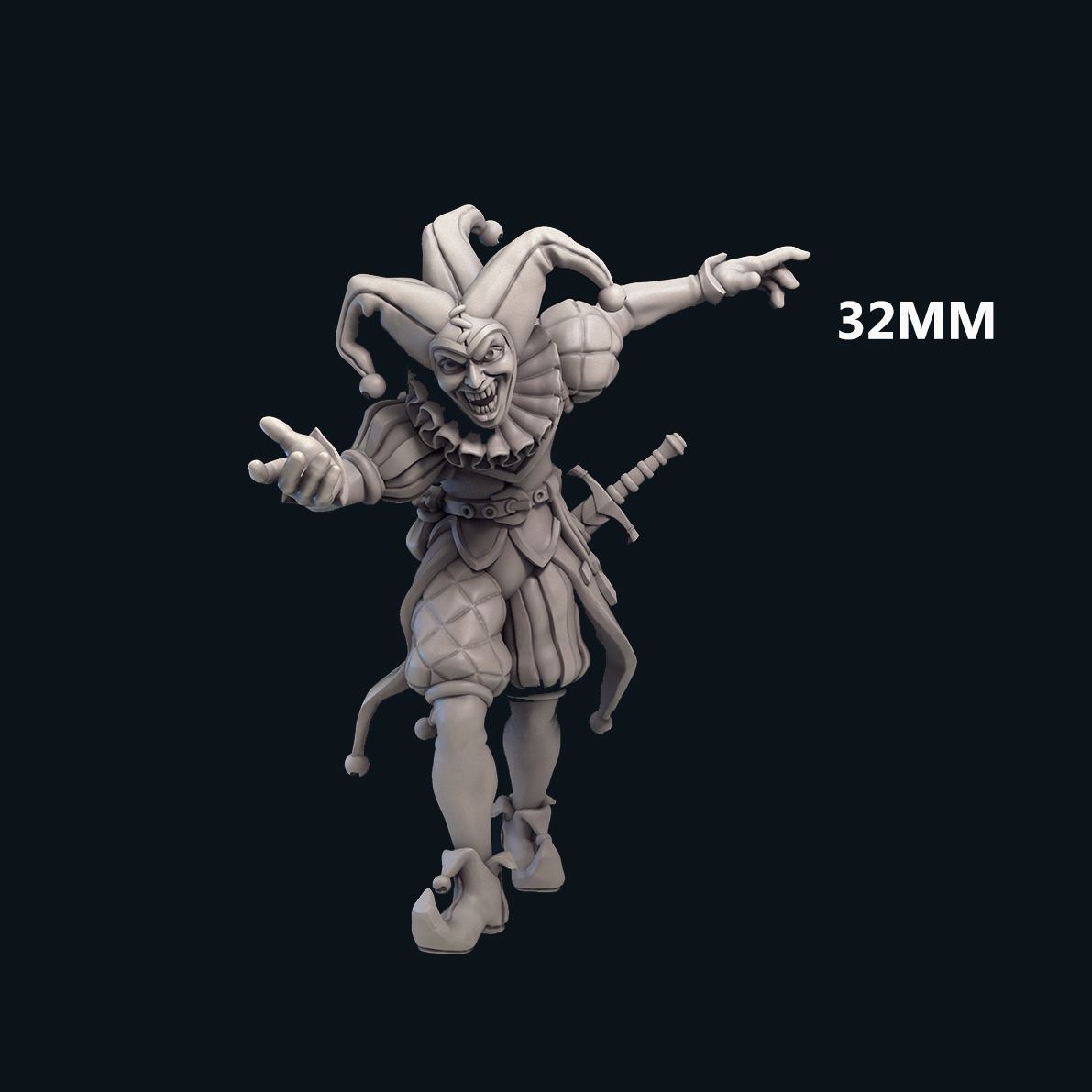 32mm Jester with Base Miniatures DND Wargames: Default Title