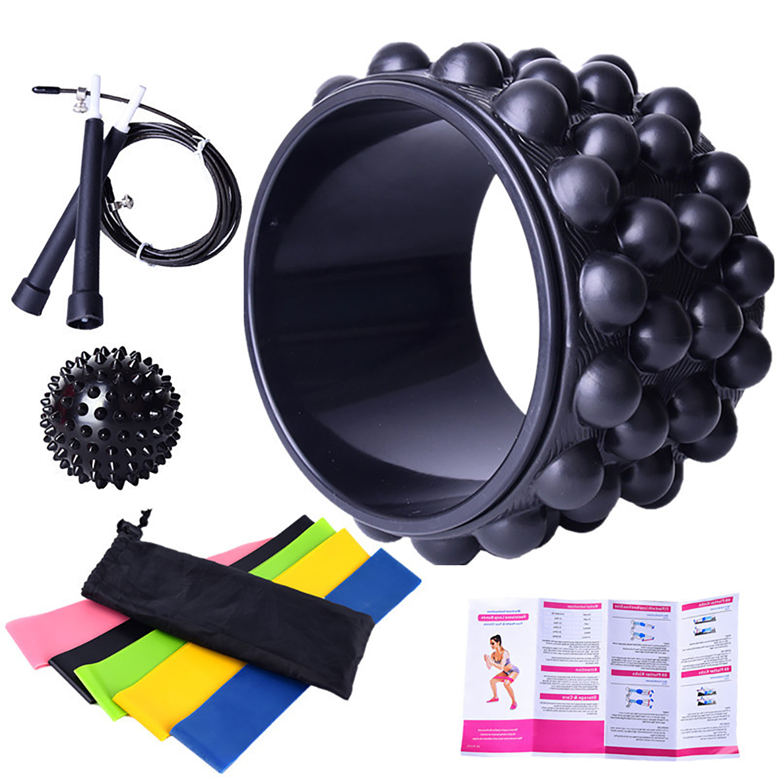 10Pcs Yoga Wiel Set Latex Elastische Backbend Ring 5 Mini Training Riemen 3M Staaldraad Springtouw Voor pilates Yoga Benodigdheden