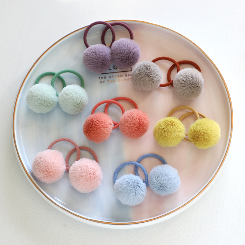 2 stück niedliche pompon-haarbänder in bonbonfarben für freundlicher, haarschmuck für mädchen, babys und kleinkinder