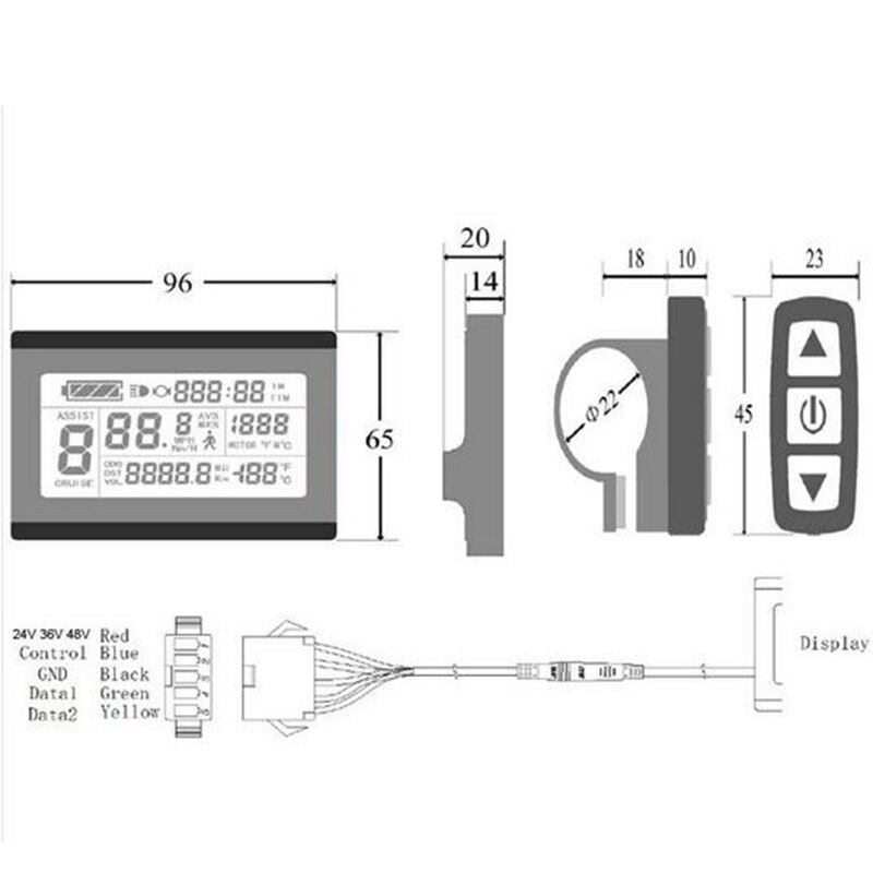 Elcykel 24v 36v 48v intelligent kontrollpanel lcd display ebike kt controller vattentät alternativ lcd 3 för kunteng displa