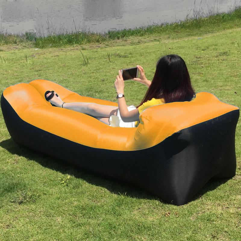 240*70cm påsar strandsoffa camping utomhusprodukter snabb uppfällbar luftbäddsoffa bra sovsäck uppblåsbar luftsäck: Orange