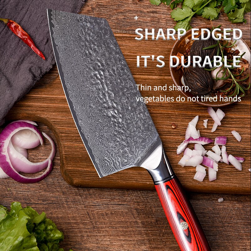 Damascus Chef Knife Stainless Steel Kitchen Knife Japanese Santoku Knives Sharp Cleaver Slicing Steak Knife Cooking Tool Cutelo