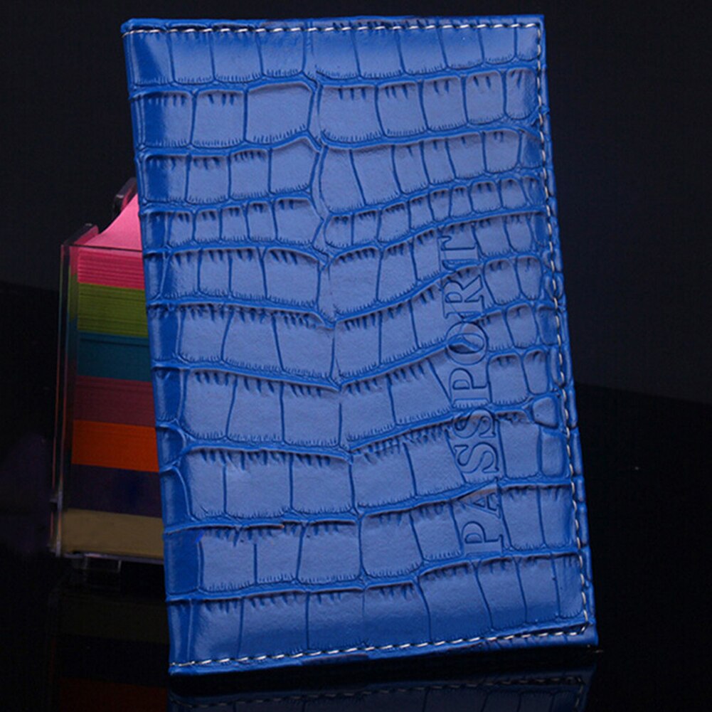 Passport Holder Protector Business Card Holder Passport Cover PU Leather Alligator Embossing Passport Holder Protector Wallet: Blue
