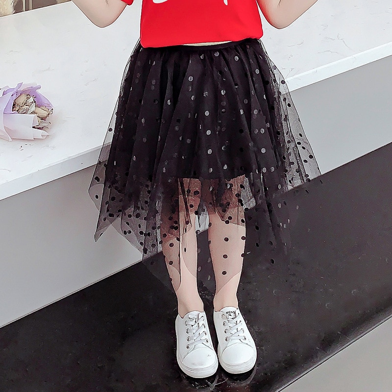 Meisjesrokken kinderrok zomer tienermeisje mesh stippenprint rokken kinderkleding 3 4 6 8 10 12 14 jaar tienermeisje