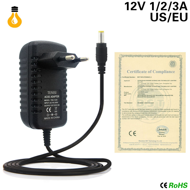 Universal eu us plug switch adapter  ac 220v-240v to 12 v volt strømforsyning  dc 12v 1a 2a 3a strømadapter