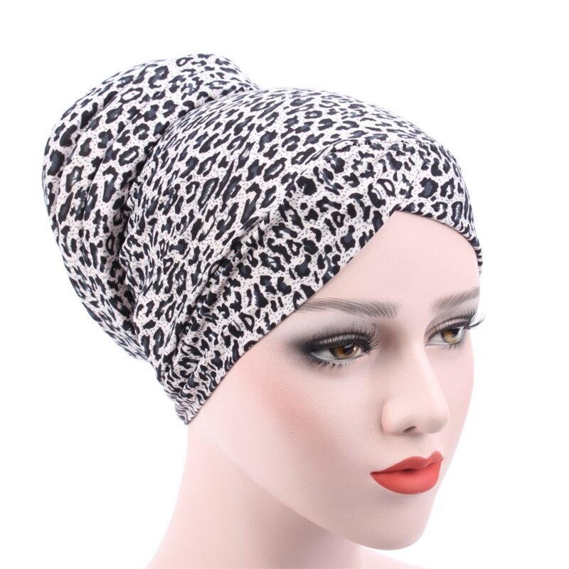 Bonnet indien en coton imprimé léopard pour femme, Turban islamique, prêt à porter, nouvelle: 3
